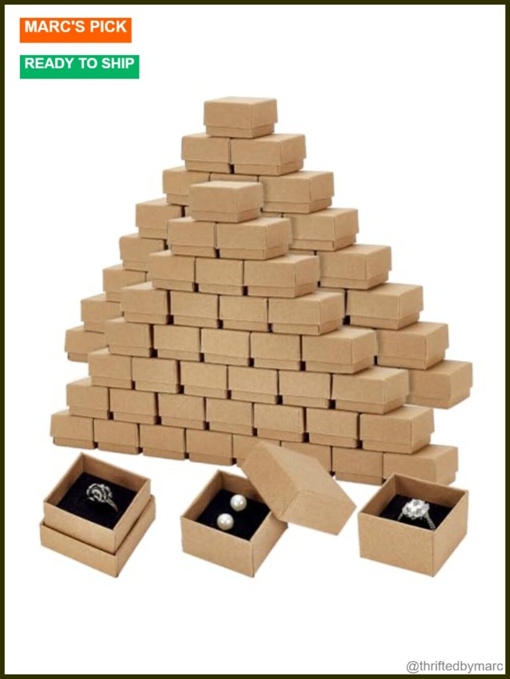 100pc Square Cardboard Jewelry Gift Boxes Foam Insert Ring Earring Packaging